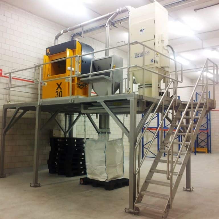 Bigbag vullen zakken lossen stof afzuiging Bigbag vullen zakken lossen stof afzuiging